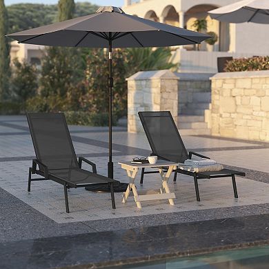 Flash Furniture Brazos Adjustable Chaise Lounge Chair with Arms