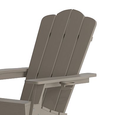 Flash Furniture Newport Outdoor Adirondack Chair with Cup Holder