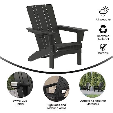Flash Furniture Halifax Outdoor Adirondack Chair with Cup Holder