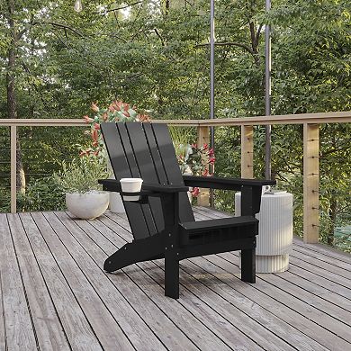 Flash Furniture Halifax Outdoor Adirondack Chair with Cup Holder