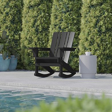 Flash Furniture Halifax Outdoor Adirondack Rocking Chair with Cup Holder