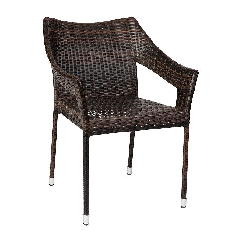 Flash Furniture Ethan Commercial Grade Stacking Patio Chair  All Weather PE Rattan Wicker Patio Dining Chair in Espresso