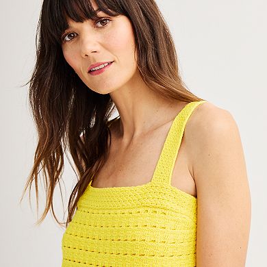 Women's Sonoma Goods For Life Squareneck Crochet Sweater Tank Top