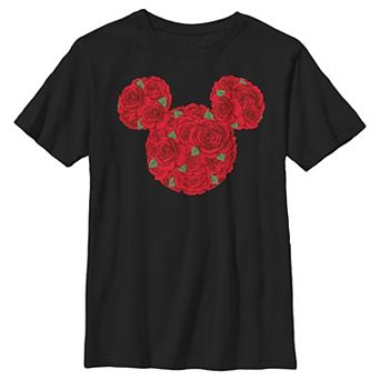 Boys Mickey Mouse Roses Filled Head Graphic Tee