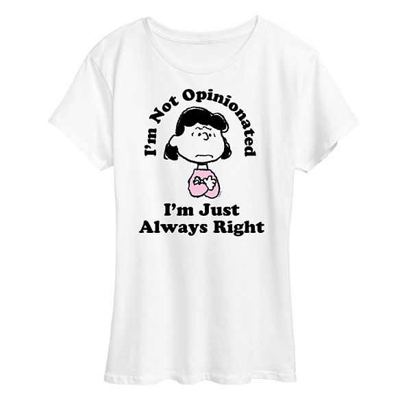 Women's Peanuts Lucy I'm Always Right Graphic Tee