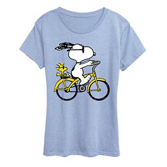 Women's Peanuts Snoopy & Woodstock Riding Bike Graphic Tee