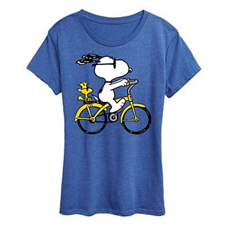 Women's Peanuts Snoopy & Woodstock Riding Bike Graphic Tee