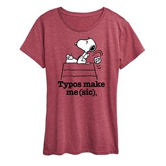 Women's Peanuts Snoopy Typos Make Me Sic Graphic Tee