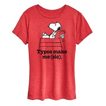 Women's Peanuts Snoopy Typos Make Me Sic Graphic Tee
