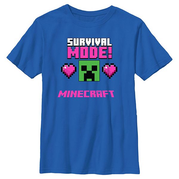 Boys Minecraft Survival Hearts Mode Graphic Tee