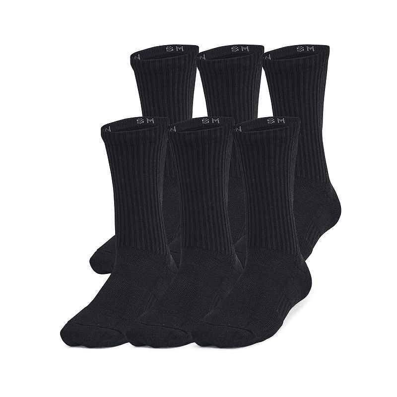Under Armour Kids' UA Performance Tech Crew Socks 6-Pack, Boy's, 