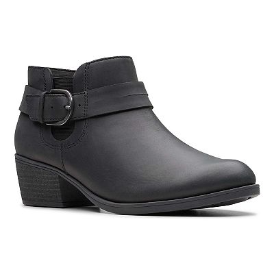 Clarks® Charlten Rae Women's Buckle Detail Leather Ankle Boots