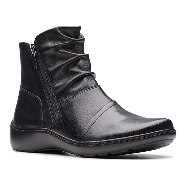 Clarks® Cora Pace Women's Leather Boots - Black (5.5)