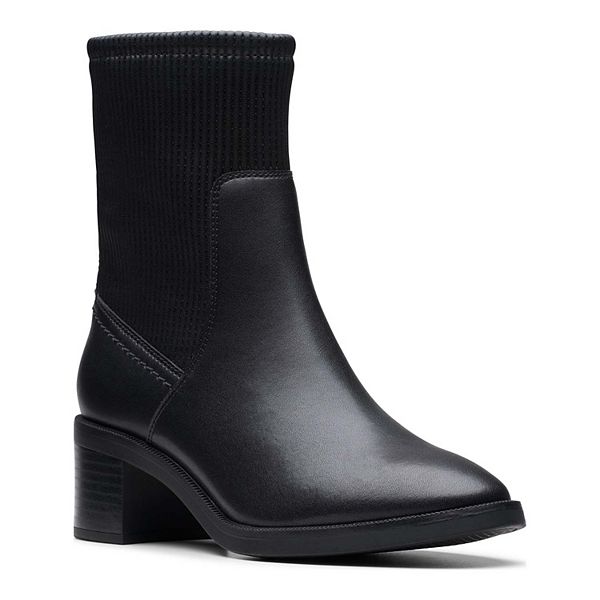 Clarks Lileigh Holly Women s Heeled Leather Boots Size 7.5 Black
