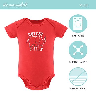 The Peanutshell Baby Boy Or Girl Bodysuits, 7-pack, Elephant Brights