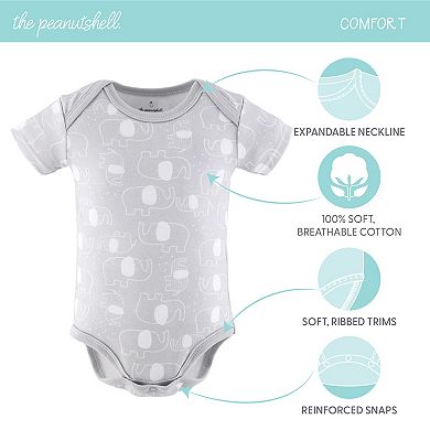 The Peanutshell Baby Boy Or Girl Bodysuits, 7-pack, Elephant Brights