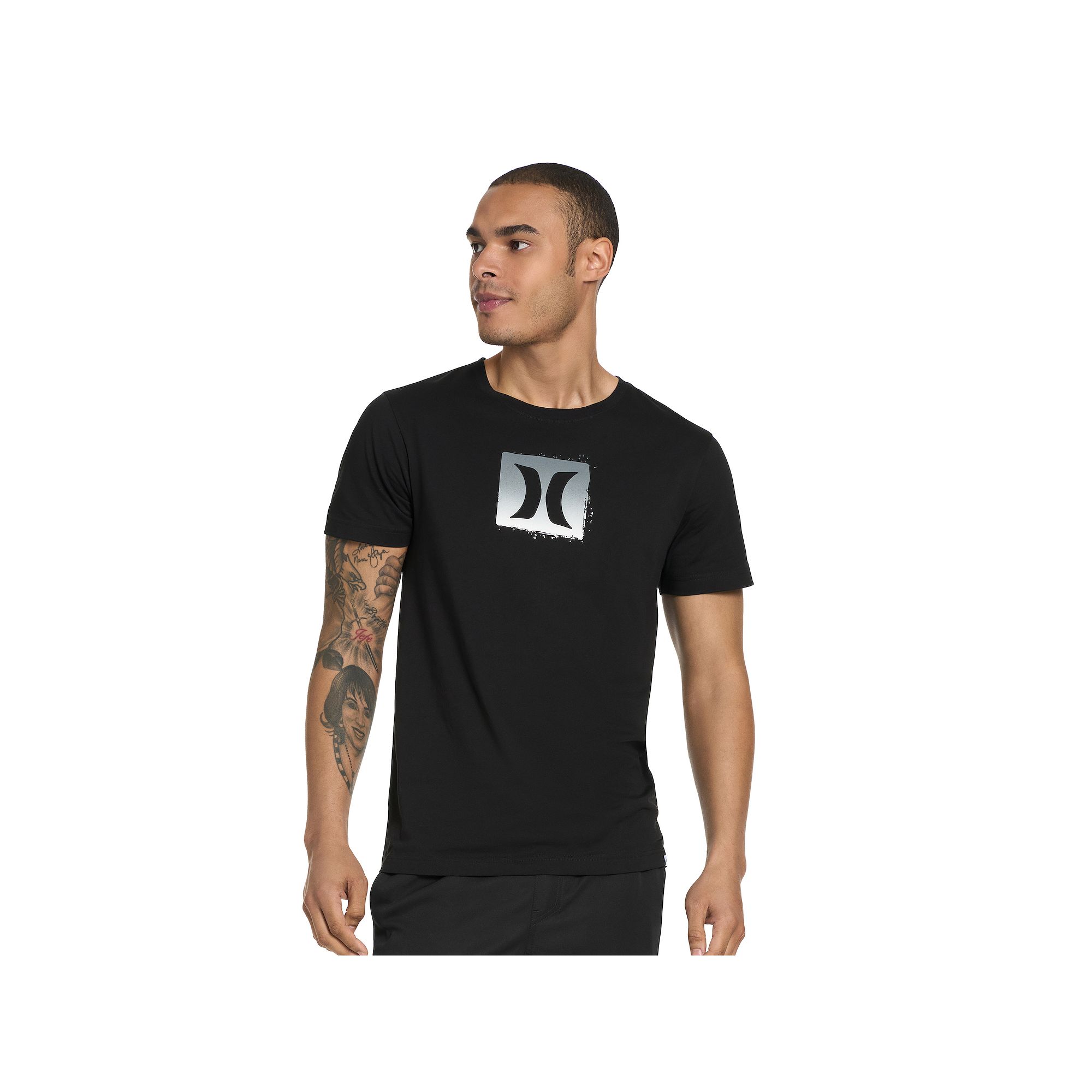 Mens Hurley Front Graphic Tee, Size: XS, Black
