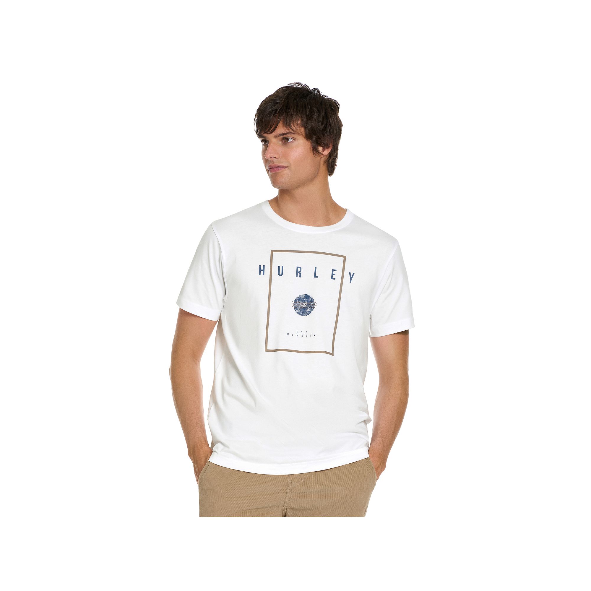 Mens Hurley Front Graphic Tee, Size: Small, White