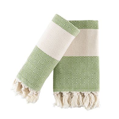Turkish Hand Towels Set Of 2 Towels For Bathroom And Kitchen - Soft, Absorbent And Quick Dry