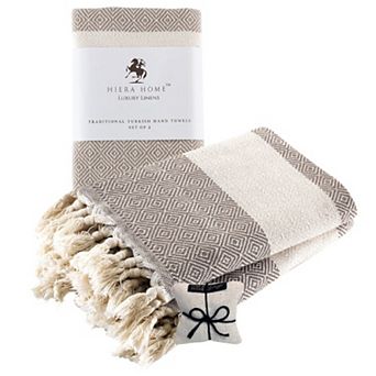 Turkish Hand Towels Set Of 2 Towels For Bathroom And Kitchen - Soft, Absorbent And Quick Dry