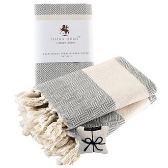 Turkish Hand Towels Set Of 2 Towels For Bathroom And Kitchen - Soft, Absorbent And Quick Dry