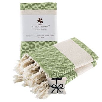 Turkish Hand Towels Set Of 2 Towels For Bathroom And Kitchen - Soft, Absorbent And Quick Dry
