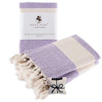 Turkish Hand Towels Set Of 2 Towels For Bathroom And Kitchen - Soft, Absorbent And Quick Dry