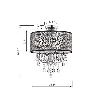 Greenville Signature 4-Light Semi Flush Mount For Dining/Bedroom, Hallway, Living Room