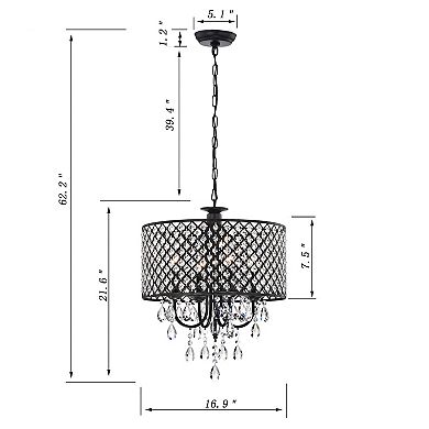 Greenville Signature 4-Light Drum Chandelier For Dining/Bedroom, Hallway, Living Room