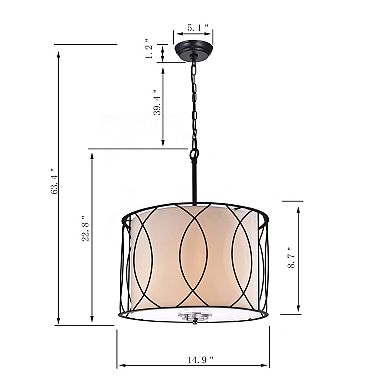 Greenville Signature 3-Light White Shaded Pendant For Dining/Bedroom, Hallway, Living Room