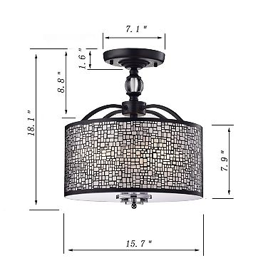 Greenville Signature 3-Light Semi Flush Mount For Dining/Bedroom, Hallway, Living Room