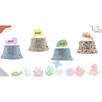 Infant Bucket Hat Ocean Life, Sea Animals, Nautical Theme Print Baby Hat