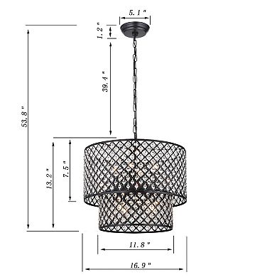 Greenville Signature 8-Light 2-Tiered Drum Chandelier For Dining/Bedroom, Hallway, Living Room