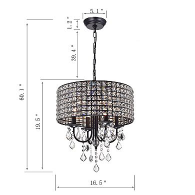 Greenville Signature 4-Light Drum Chandelier For Dining/Bedroom, Hallway, Living Room