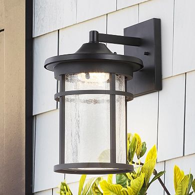 Campo Outdoor Wall Lantern Crackled Glassmetal Integrated Led Wall Sconce