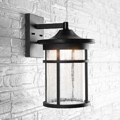 Campo Outdoor Wall Lantern Crackled Glassmetal Integrated Led Wall Sconce