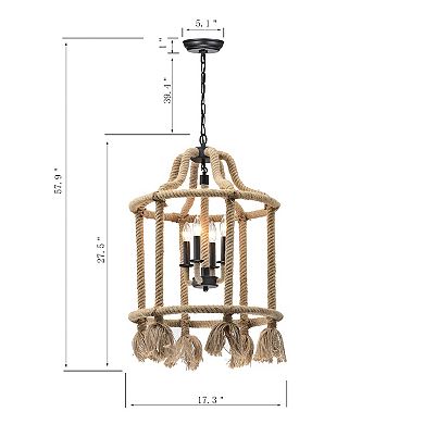 Greenville Signature 4-Light Lantern Cylinder Chandelier for Dining/Living Room, Bedroom, Entryway