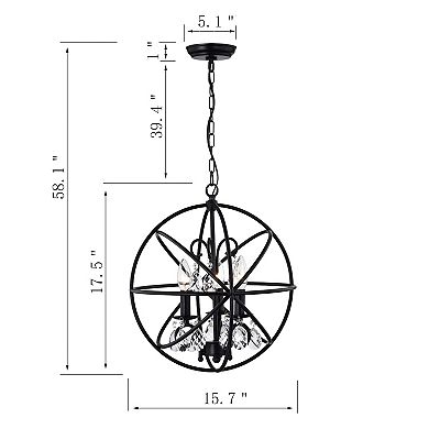 Greenville Signature 3-Light Global Chandelier For Dining/Bedroom, Hallway, Living Room