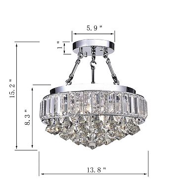 Greenville Signature 4-Light Chrome Semi Flush Mount for Dining/Living Room, Bedroom, Entryway