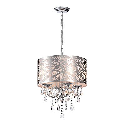 First Lighting Acamas 4 Light Drum Chandelier Size Silver