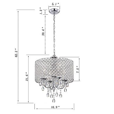 Greenville Signature 4-Light Drum Chandelier For Dining/Bedroom, Hallway, Living Room