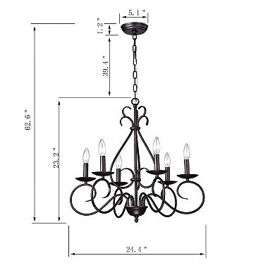 Greenville Signature 6-Light Candle Style Chandelier for Dining/Living Room, Bedroom, Entryway