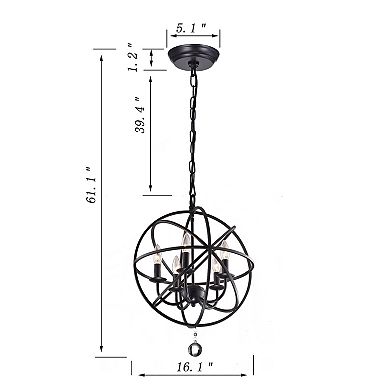 Greenville Signature 5-Light Global Chandelier For Dining/Bedroom, Hallway, Living Room