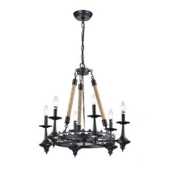 Greenville Signature 6-Light Candle Style Wheel Chandelier for Dining/Living Room, Bedroom, Entryway