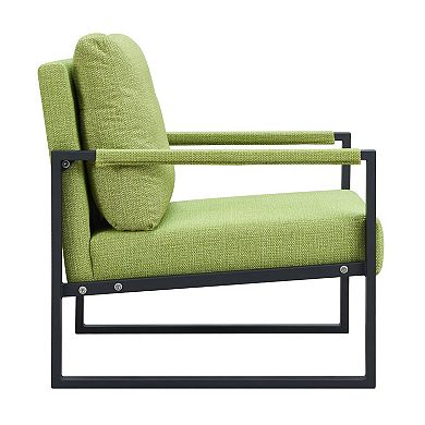 Grass Green Light Fiber Cloth Metal Frame Upholstered Sofa Accent Arm Chair