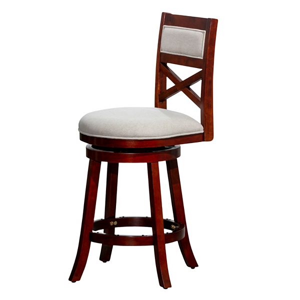 30" Bar Height Xback Swivel Counter Stool, Fabric Seat