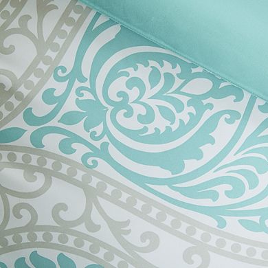 5-piece Damask Print Embroidered Comforter Set