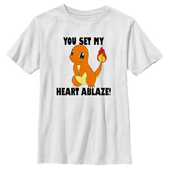Boys Pokemon Charmander You Set My Heart Ablaze Graphic Tee
