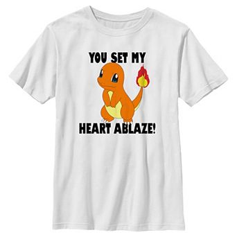 Boys Pokemon Charmander You Set My Heart Ablaze Graphic Tee