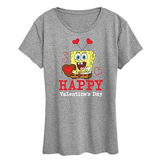 Women's Spongebob Squarepants Happy Valentine's Day Graphic Tee